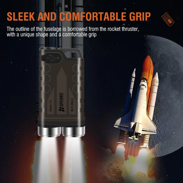 SPERAS V3 Lommelykt/varsellys 900 Lumen, 100 meter kastelengde 