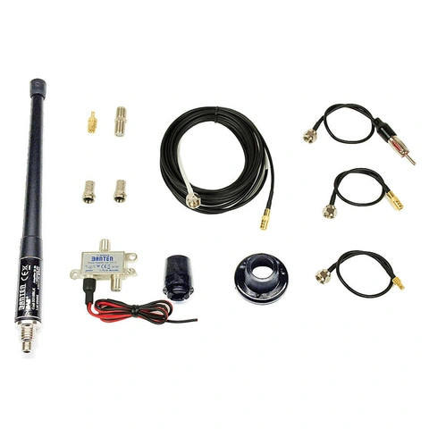 Banten marine antenne med kabler Sort, Følger med kabler og overganger