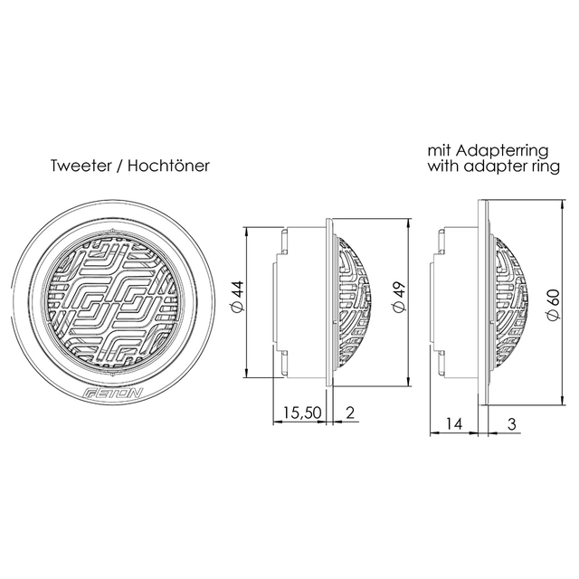 Eton GRAPHIT 28 diskanter 1" 28mm diskant, Pris per par, High-End 