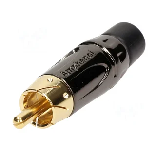 ConnectED RCA kontakt for lodding - sort RCA han, gullbelagt