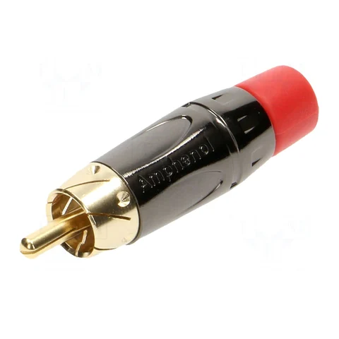 ConnectED RCA kontakt for lodding - rød RCA han, gullbelagt
