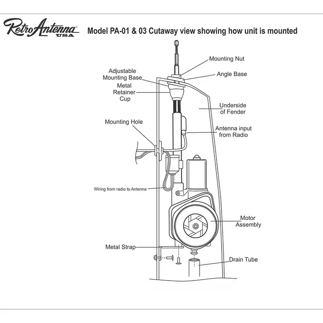 RetroSound motorisert teleskopantenne Motorisert teleskopantenne, kompakt 