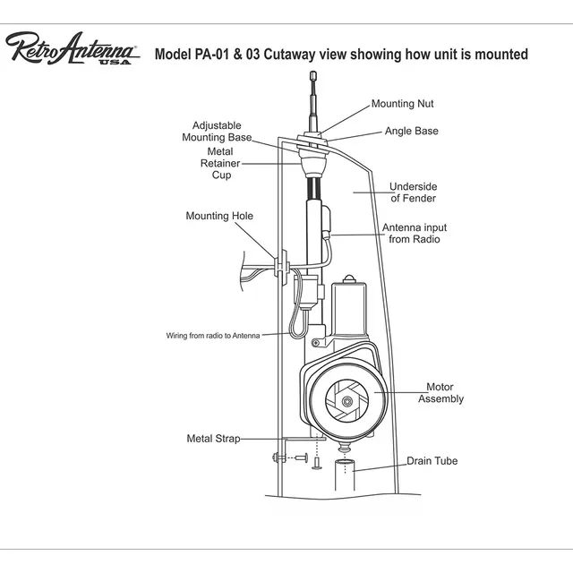 RetroSound motorisert teleskopantenne Motorisert teleskopantenne 