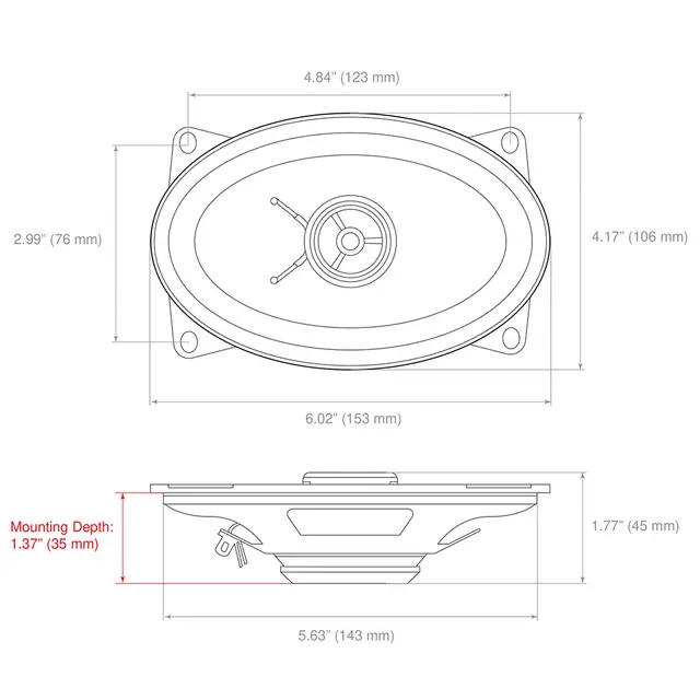 RetroSound Premium fulltone 4x6" 4x6", 25W RMS, 50W Maks, Neodymium 