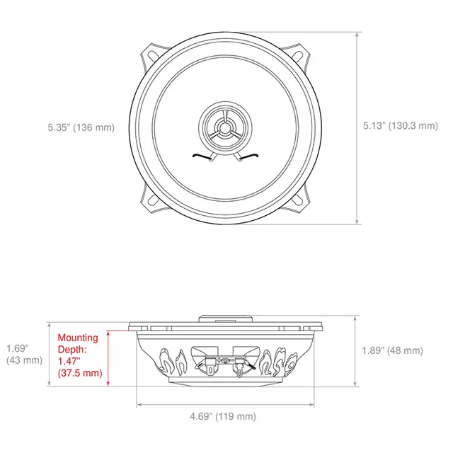 RetroSound Premium fulltone 5,25" 5,25", 40W RMS, 80W Maks, Neodymium 