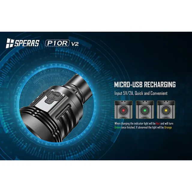 SPERAS P10R V2 Lommelykt 10000 Lumen, 574 meter kastelengde 