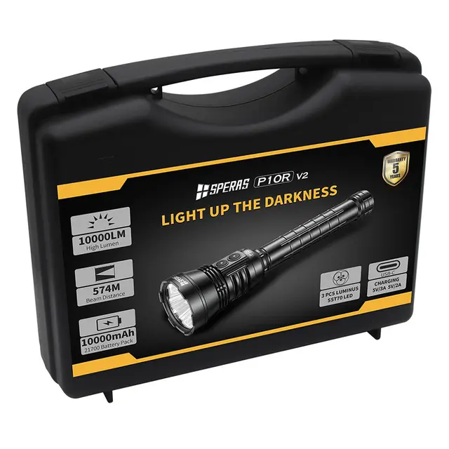 SPERAS P10R V2 Lommelykt 10000 Lumen, 574 meter kastelengde 