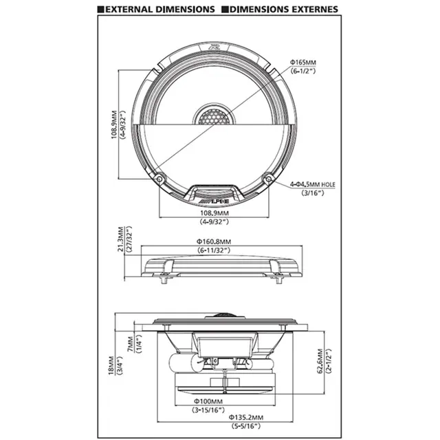 Alpine R2-S65 høyttalerpar 6,5", 100W RMS, R-serie 