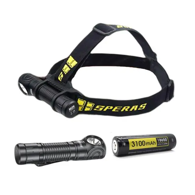 SPERAS M2R hodelykt/lommelykt 1200lm, 125 meter kastelengde 