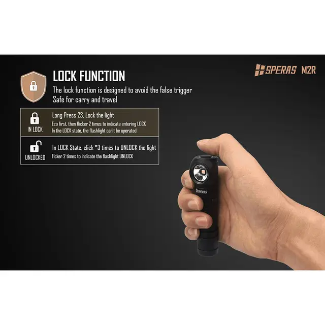 SPERAS M2R hodelykt/lommelykt 1200lm, 125 meter kastelengde 