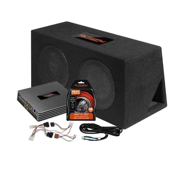 Musway lydpakke 2x8''' subwoofer/forsterker/kabelsett 