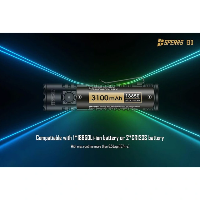 SPERAS E10 Lommelykt 1300 Lumen, 175 meter kastelengde 
