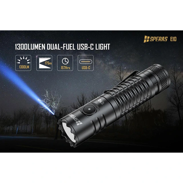 SPERAS E10 Lommelykt 1300 Lumen, 175 meter kastelengde 