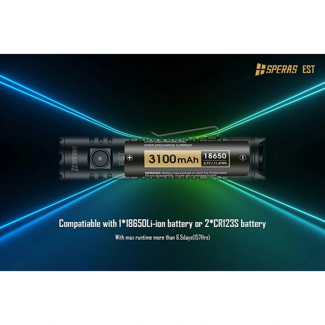 SPERAS EST Lommelykt 1900 Lumen, 211 meter kastelengde 