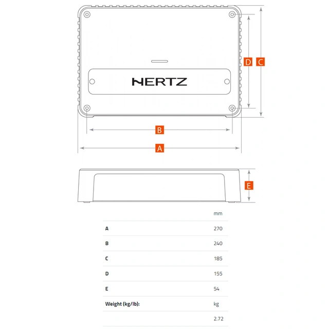 Hertz Venezia V1. 24V monoforsterker Marine, 1260W RMS, 1 Ohm, 24 Volt 