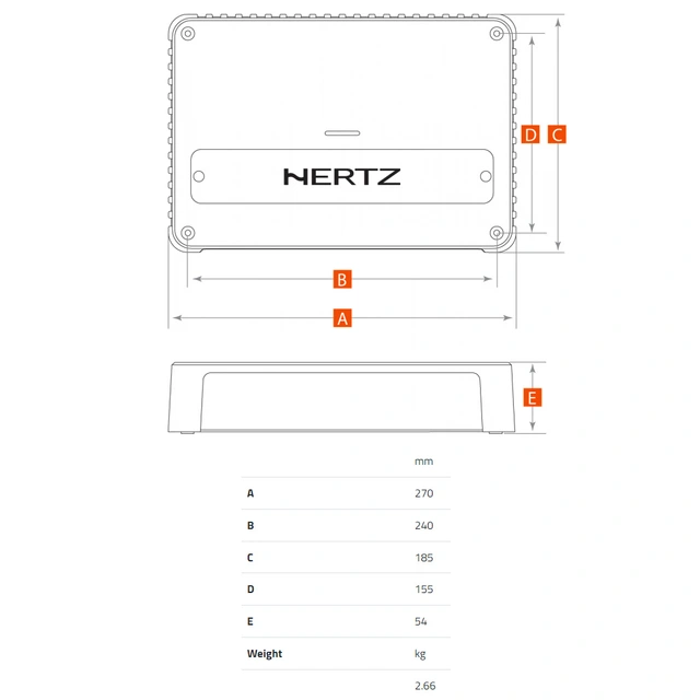 Hertz Venezia V4 4-kanals forsterker Marine, 4x290W RMS, 2 Ohm 