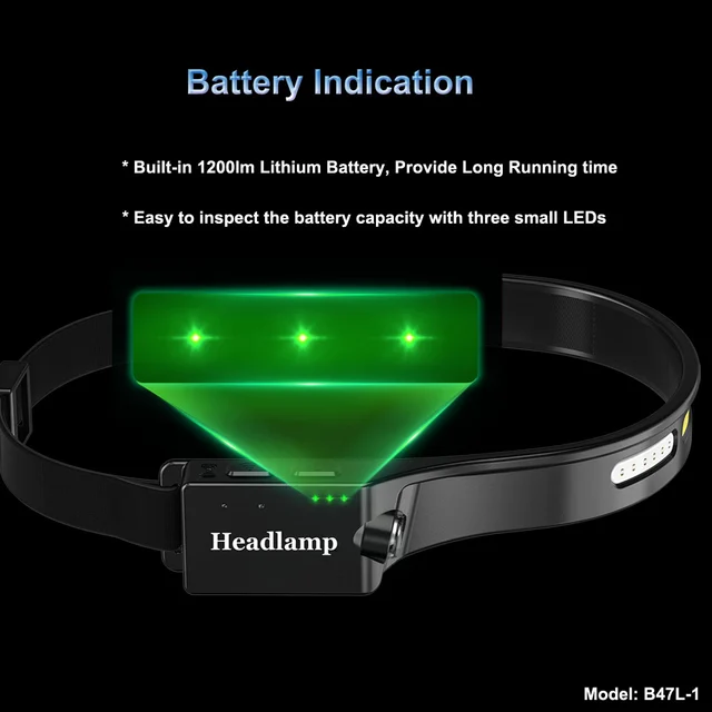 SPERAS B47L1 hodelykt 500 Lumen, 130 meter kastelengde 