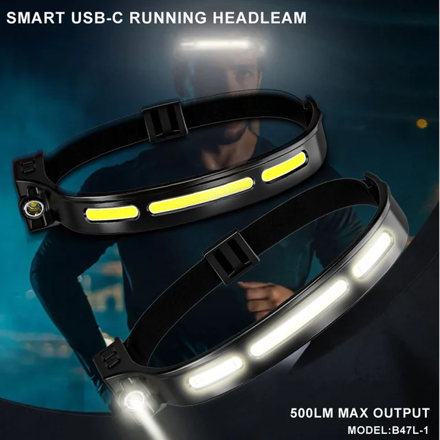 SPERAS B47L1 hodelykt 500 Lumen, 130 meter kastelengde 