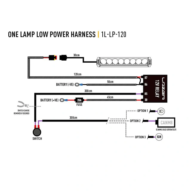 Lazer relèsett/kabelsett, 1 kontakt Lazer lamper, 1 kontakt 