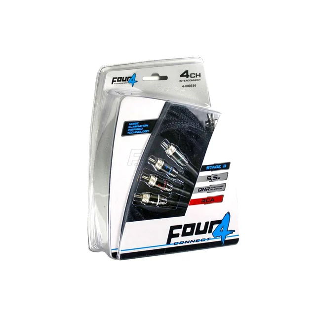 4-kanals RCA signalkabel, 5.5m 5,5 Meter, Firedobbeltskjermet, OFC 