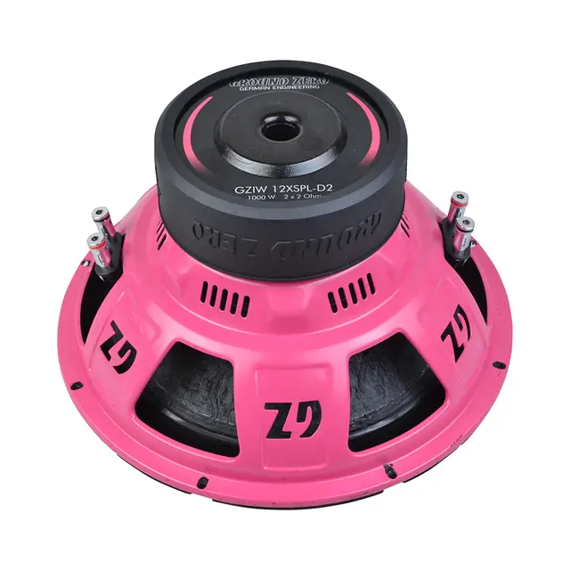 Ground Zero GZIW 12XSPL-D2 12" subwoofer 1000W SPL, 2x2 Ohm, KLIPPEL,Pink edition 