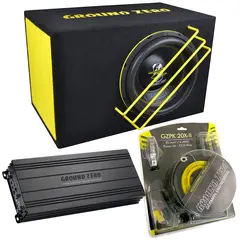 Ground Zero 24V basspakke 10" 10" sub i kasse, forsterker, kabelsett