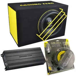 Ground Zero 24V basspakke 10" 10" sub i kasse, forsterker, kabelsett