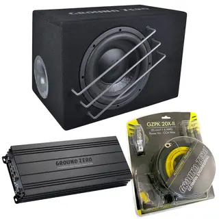 Ground Zero 24V basspakke 10" 10" sub i kasse, forsterker, kabelsett