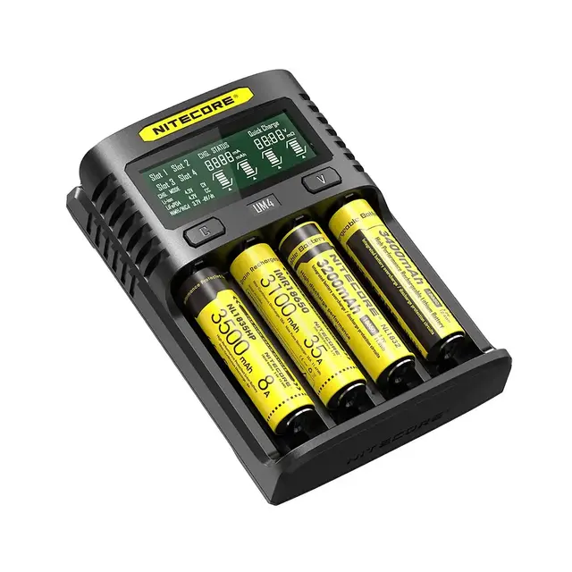 Nitecore UM4 batterilader Lader for fire batteri, USB 