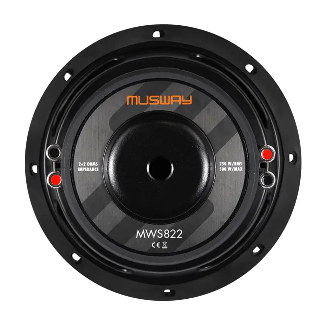 MUSWAY MWS-822 8" subwoofer slim 250W RMS, 2x2 Ohm, slim 