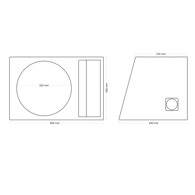 Singel basskasse for 15" element Portet kasse, 70 liter, sort 