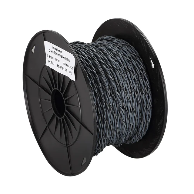 ACV Installasjonskabel, 2x0.75mm2 0,75mm2, Grå/Grå-sort, tvunnet 