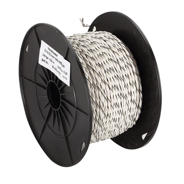 ACV Installasjonskabel, 2x0.75mm2 0,75mm2, Hvit/Hvit-sort, tvunnet 