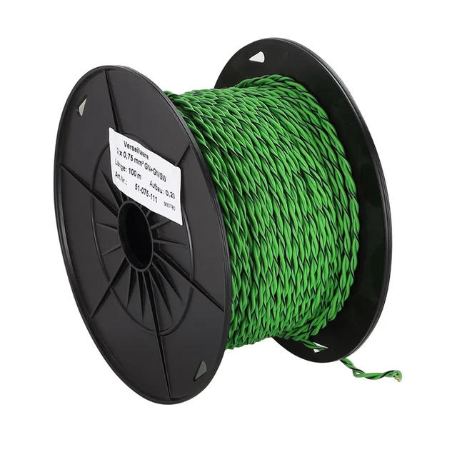 ACV Installasjonskabel, 2x0.75mm2 0,75mm2, Grønn/Grønn-sort, tvunnet 