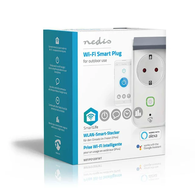Nedis SmartLife WIFI utendørstimer 16A, med effektmåling 