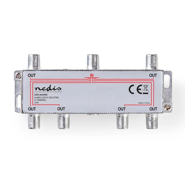 Antennesplitter, 6-veis F-Connector, 5-1000 Mhz 