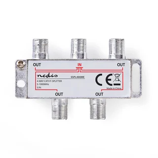 Antennesplitter, 4-veis F-Connector, 5-1000 Mhz