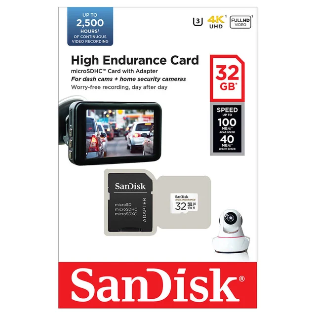 Sandisk High Endurance microSDHC 32GB Class10, høy ytelse, egnet for dashcam 