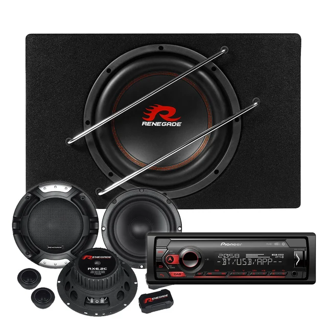 Renegade/Pioneer lydpakke Bilradio m/BT, 6.5" høytt.sett, subw. 
