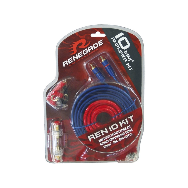 Renegade RBK-550XL basspakke 10" sub i kasse, forsterker, kabelsett 