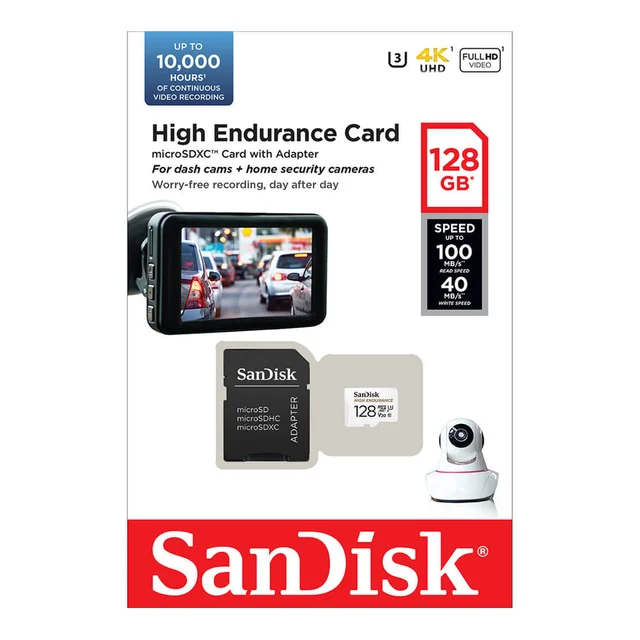 Sandisk High Endurance microSDHC 128GB Class10, høy ytelse, egnet for dashcam 