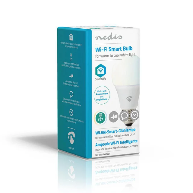 Nedis SmartLife LED-lyspære Varmhvit og kaldhvit, E27, WIFI 