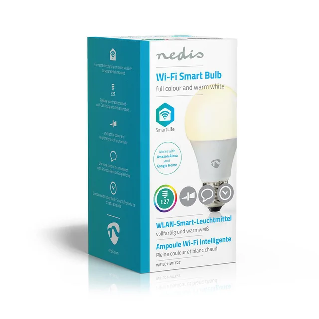 Nedis SmartLife LED-lyspære RGB & Varmhvit, E27, WIFI 