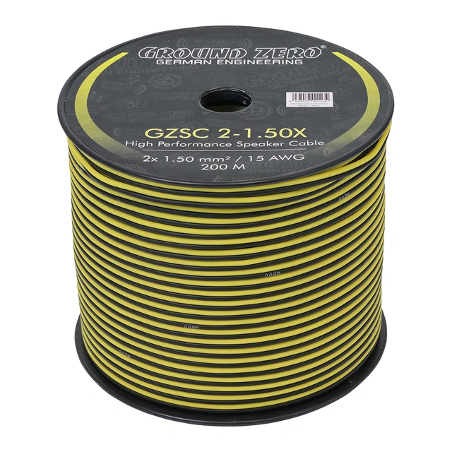 Ground Zero høyttalerkabel 1,5mm2 CCA-kabel, sort/gul 
