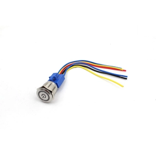 Av/på bryter m/rød LED ring 12V, m/tilkoblingsledninger