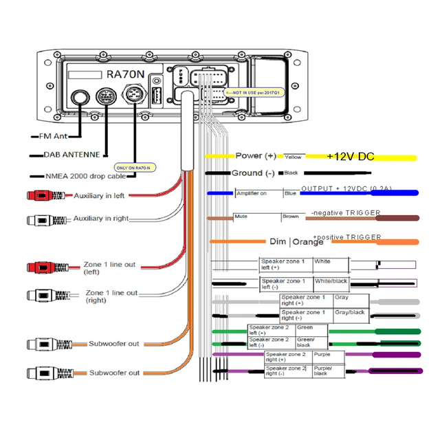 Fusion MS-RA70 marineradio Uten NMEA2000 Vanntett front, BT, 4x50W ++ 