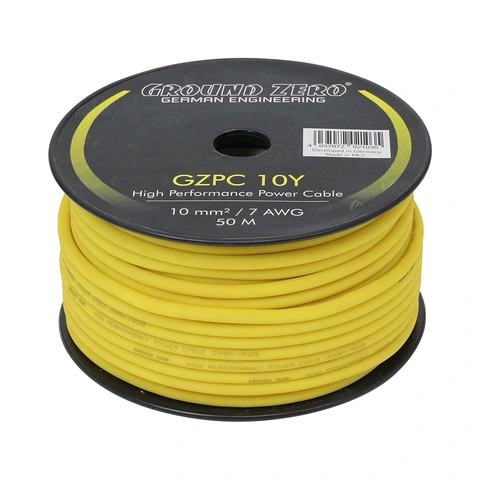 Ground Zero strømkabel CCA 10mm2 Gul 10mm², Gul, Pris per meter