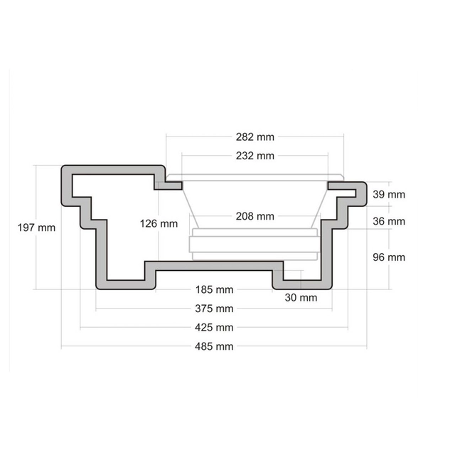 Singel basskasse for 10" element Passer 17"/18" reservehjul 