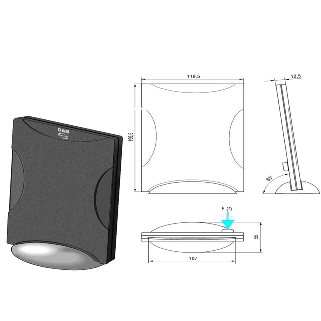 DAB+ antenne med bordstativ For montering innendørs 