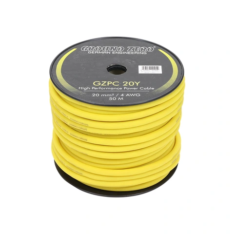 Ground Zero strømkabel CCA 20mm2 Gul 20mm², Gul, Pris per meter